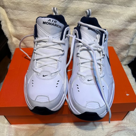Mens Nike Air Monarch IV White Blue Silver Black Tennis Shoe Sneakers 11.5 D - Picture 2 of 11
